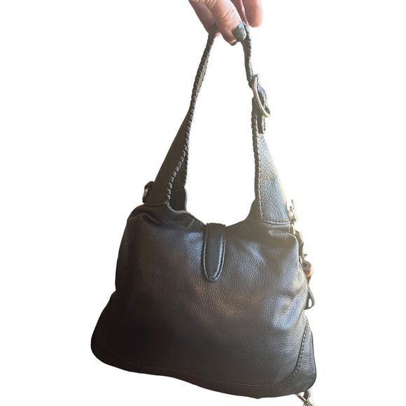 Gucci Jackie black butter cream leather shoulder bag gold hardware bamboo tassel - Picture 7 of 16